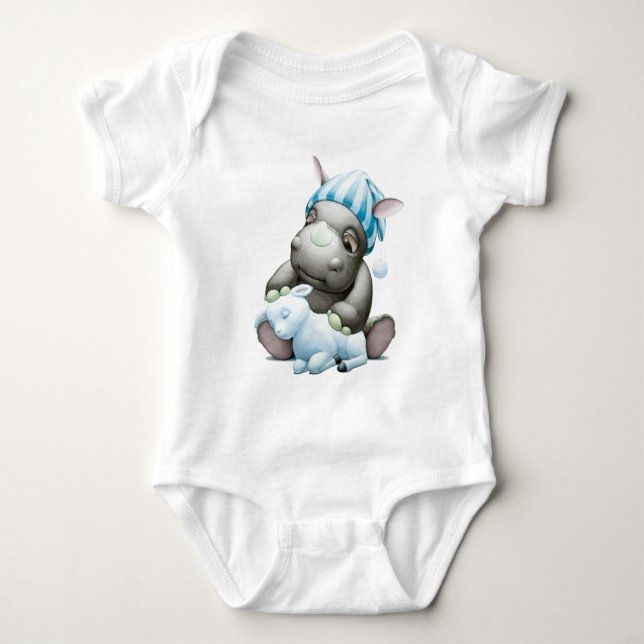 Wenig G der Babyrhino-Säugling Onsie Baby Strampler (Vorderseite)