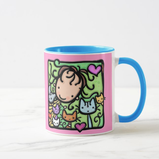 Wenig Girlie Lieben ihr Kätzchen Tasse (Rechts)