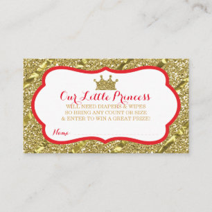 Wenig Glitzer Prinzessin-Diaper Raffle Ticket Faux Begleitkarte