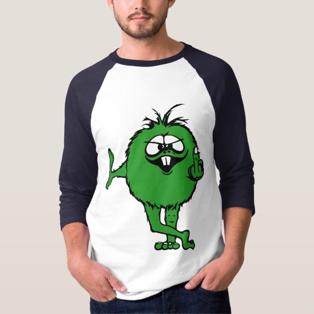 wenig grüner T - Shirt Typ des mittleren Fingers (Vorderseite)
