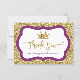 Wenig Imitat-Glitzer Prinzessin-Thank You Card Dankeskarte