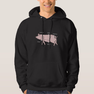 Wenig Piggie lustiges Schwein-Metzger-Diagramm Hoodie