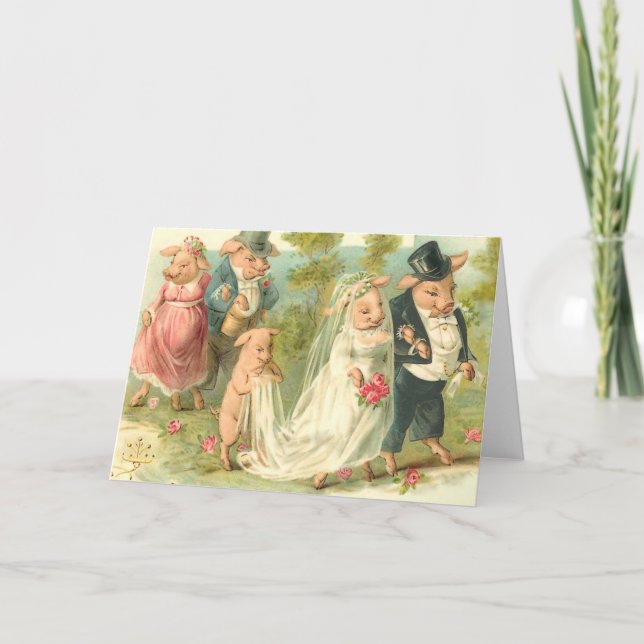 Wenig Piggy Hochzeit Karte (Vorderseite)