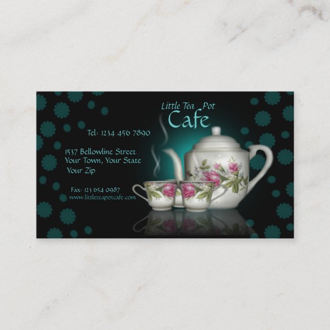 Wenig Tee-Topf-Café-Geschäfts-Visitenkarte Visitenkarte (Vorderseite)