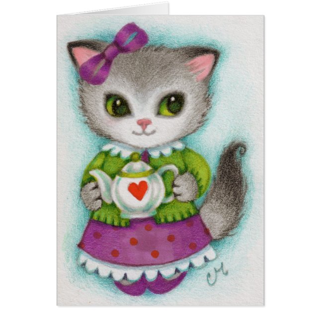 Wenig Teekanne - niedliche Katzen-Kunst (Vorne)