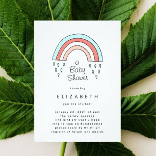 Wenig über der neutralen Babydusche des Regenbogen Einladung