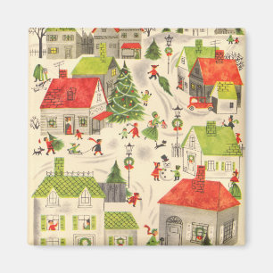 Wenig Weihnachtsdorf Magnet