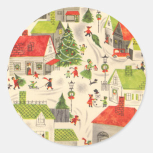 Wenig Weihnachtsdorf Runder Aufkleber