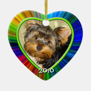 Wenig Yorkies erste Weihnachtsverzierung Keramik Ornament