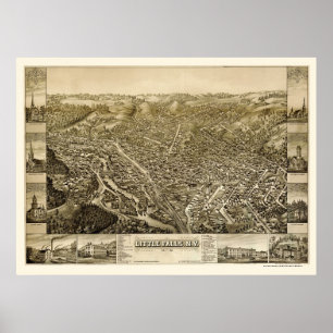 Wenige Fälle, NY panoramische Karte - 1881 Poster