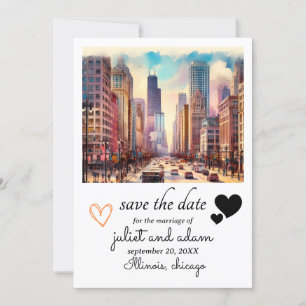 Wenige Herz chicago Hochzeitskyline Save the Date Einladung