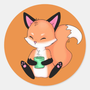 Wenige trinkende Tee-Aufkleber Fox Runder Aufkleber