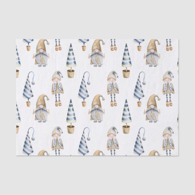 Wenige Weihnachtsfestliche Gnomes Seidenpapier (Vorderseite)