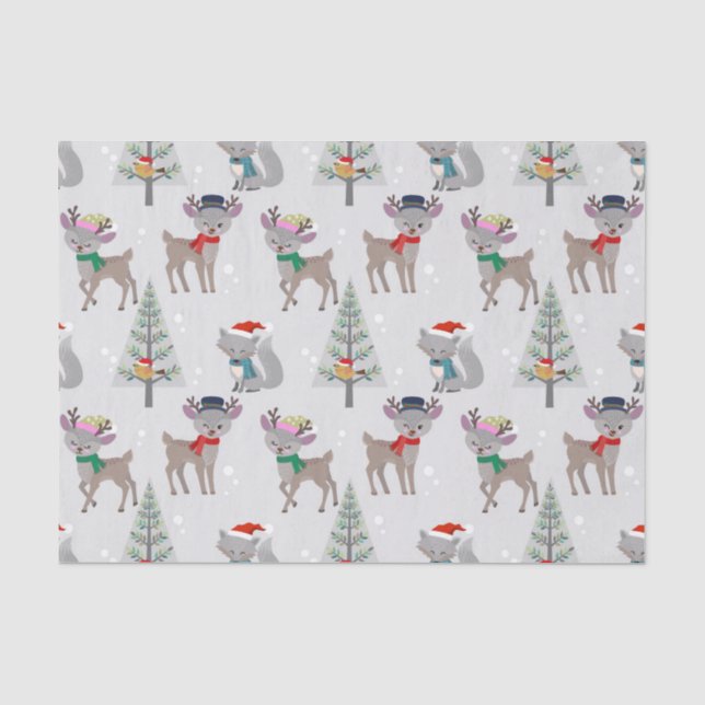 Wenige Weihnachtsfestliche Waldrotwild Seidenpapier (Vorderseite)