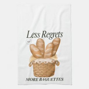 Weniger Bedauern mehr Baguettes Funny Französisch  Geschirrtuch