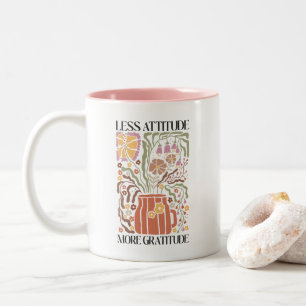 Weniger Einstellung Mehr Dankbarkeit Boho Wildblum Zweifarbige Tasse