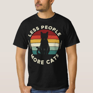 Weniger Menschen, mehr Katzen Lustiges Retro-Kat T-Shirt