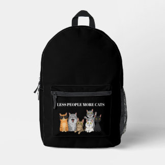 Weniger Menschen, mehr Katzen | Süße spähende schw Bedruckter Rucksack