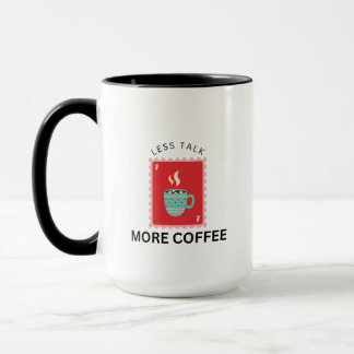Weniger reden, mehr Kaffee Stempel Illustration Tasse