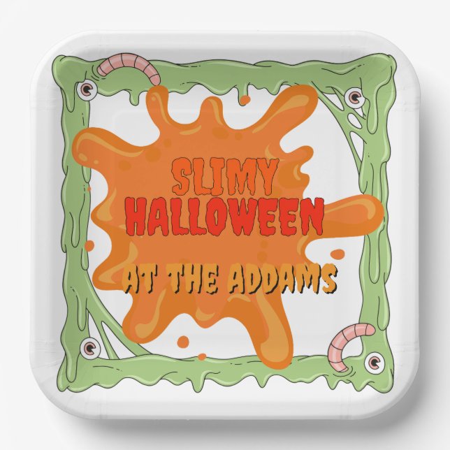 Weniger Slimy Halloween-Papierplatte Pappteller (Vorderseite)