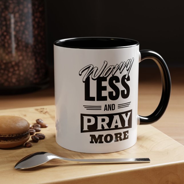 Weniger Sorgen und beten mehr Kaffee-Tasse Tasse (Von Creator hochgeladen)