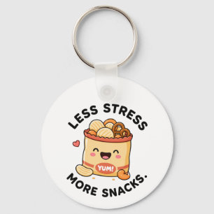 Weniger Stress Mehr Snacks Süßes Essen Pun Design Schlüsselanhänger
