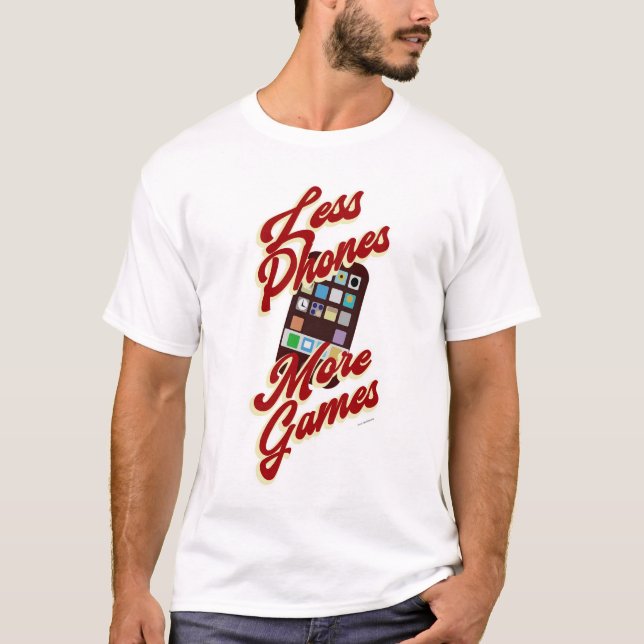 Weniger Telefone Mehr Spiele Sonnige Nacht T-Shirt (Vorderseite)
