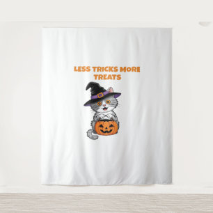 Weniger Tricks mehr Leckereien Halloween-Geschenke Wandteppich