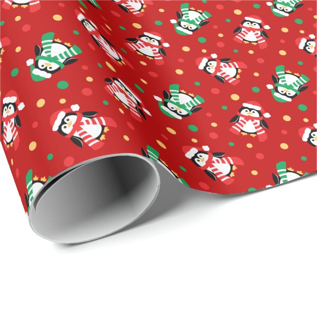 Weniger Weihnachtspenguins-niedlicher Kinder Geschenkpapier (Rolleneckpunkt)