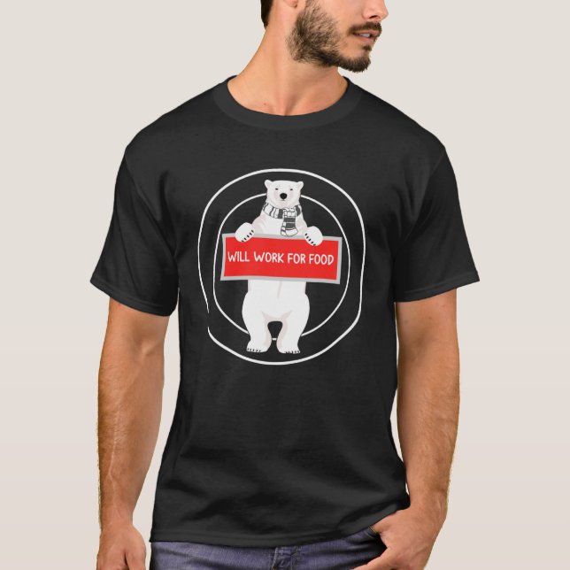 Weniger weißer arbeitsloser Eisbär wird für Foo ar T-Shirt (Vorderseite)