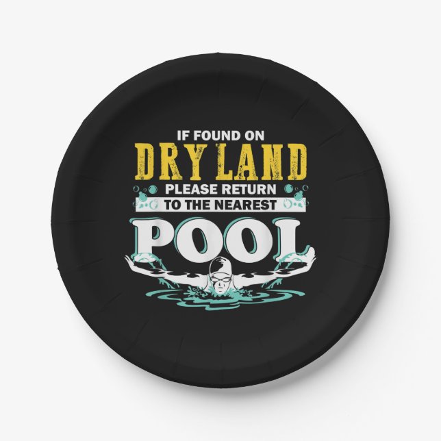 Wenn auf trockenem Land wieder zum Pool schwimmen  Pappteller (Vorderseite)