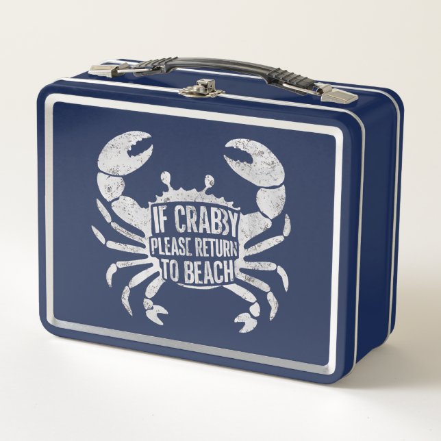 Wenn Crabby bitte zurückkehren zu Strand Sonne Metall Brotdose (Vorderseite)