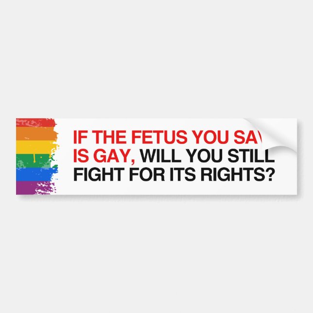WENN DAS FÖTUS SIE SAVE HOMOSEXUELLER WILLE IST, AUTOAUFKLEBER (Vorne)
