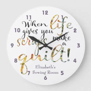 Wenn das Leben dir Risse gibt, mach eine Quilte Große Wanduhr