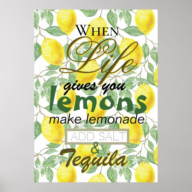 Wenn das Leben einem Lemonen lustige Retro-Typogra Poster (Vorne)