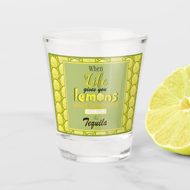 Wenn das Leben einem Lemonen lustige Retro-Typogra Schnapsglas (Vorderseite)