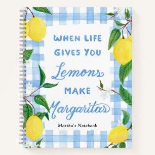 Wenn das Leben Ihnen Zitronen Aquarell Gingham gib Notizbuch