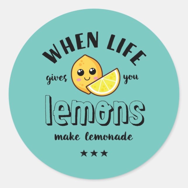 Wenn das Leben Lemon macht Lemonade Funny Summer Runder Aufkleber (Vorderseite)