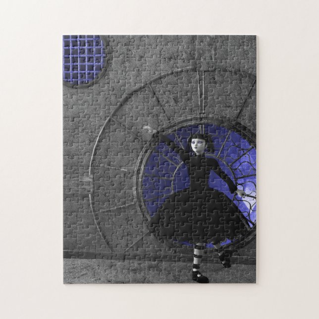 Wenn der Regen gotisches Kunst-Puzzlespiel kommt (Vertikal)