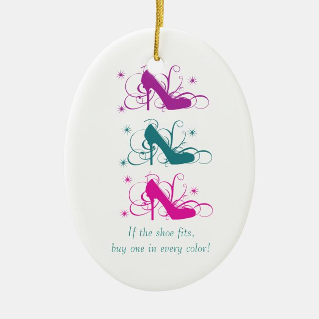 Wenn der Schuh dem Oval-Ornament passt Keramikornament (Vorne)