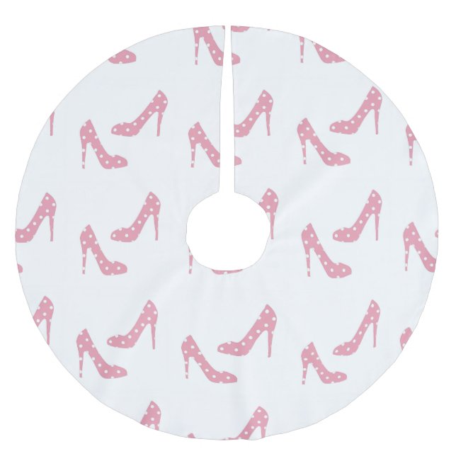 Wenn der Schuh rosa Weihnachtsbaum-Rock passt Polyester Weihnachtsbaumdecke (Vorderseite)