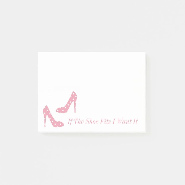 Wenn die Schuh-Sitze ich es rosa Post-it Klebezettel (Vorderseite)