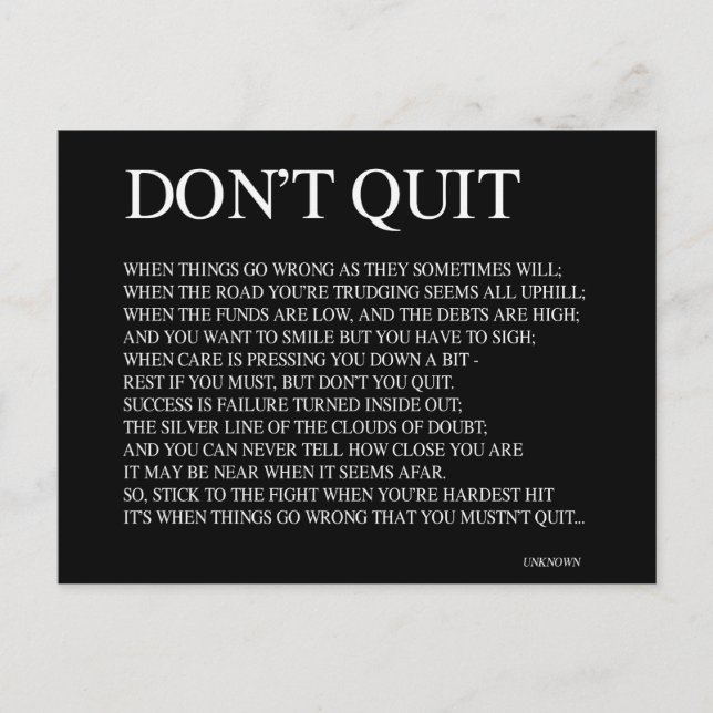 WENN DINGE FALSCH WERDEN, WIE SIE MANCHMAL WERDEN; POSTKARTE (Vorderseite)