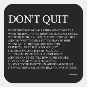 WENN DINGE FALSCH WERDEN, WIE SIE MANCHMAL WERDEN; QUADRATISCHER AUFKLEBER