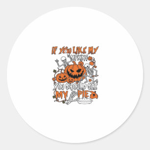 Wenn dir Halloween-Kürbisse-Skelett-Pie gefällt_1 Runder Aufkleber