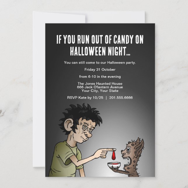 Wenn dir Halloween-Nacht das Süßigkeiten ausgeht Einladung (Vorderseite)