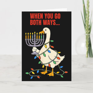 Wenn du beide Wege gehst Gans Weihnachten Chanukka Karte