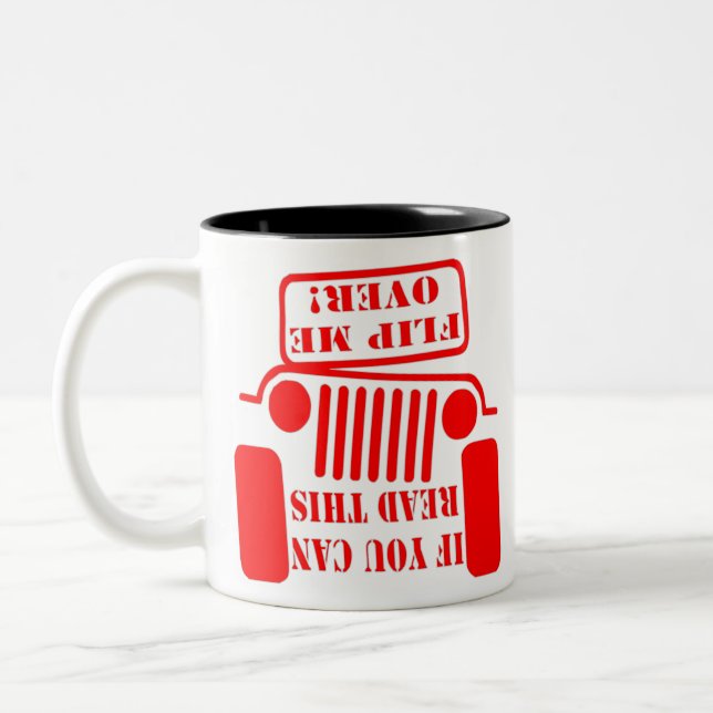 Wenn du das Drehe über 4x4 lesen kannst Zweifarbige Tasse (Links)