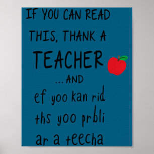 Wenn du das lesen kannst, danke einem Lehrer und E Poster