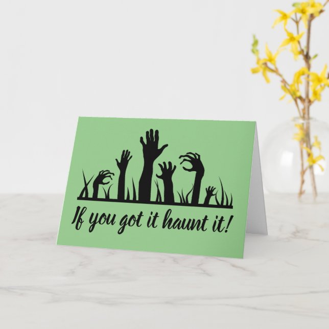 Wenn du es got, spucke es! Zombie Halloween Gruß Karte (Gelbe Blume)